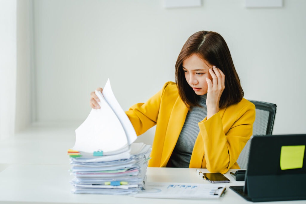 young female employee stressed with overloaded wor 2024 09 20 19 06 04 utc